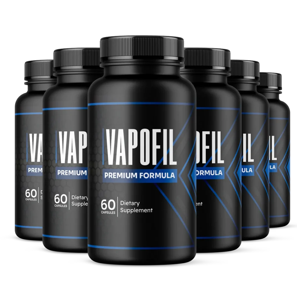 Promotional bundle with 6 bottles of Vapofil for intensive and long-term lung health restoration.